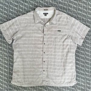 EDDIE BAUER Linen Blend Short Sleeve Button Down - Gray/Beige - 2XL